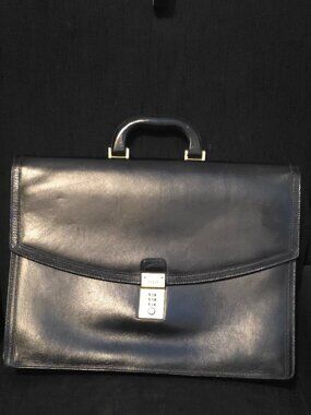 Vintage BALLY Men's Black Leather Attache Briefcase Bag